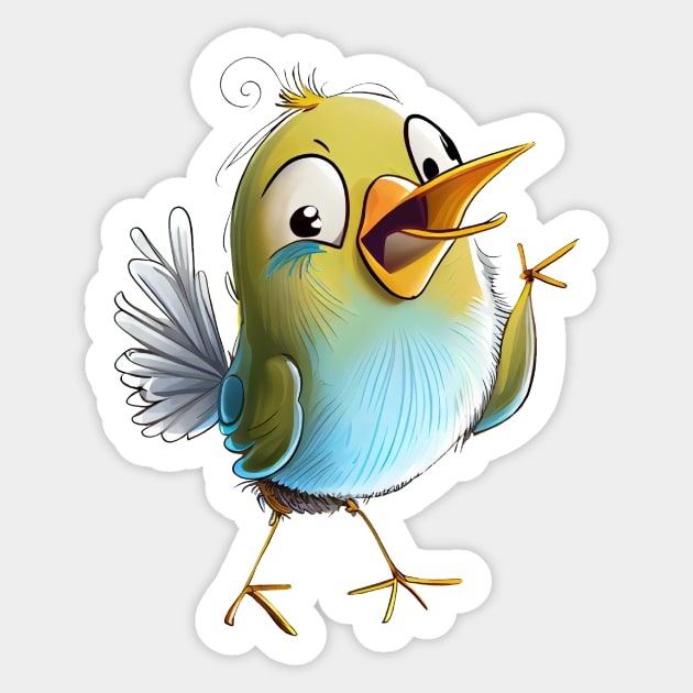 Singing yellow birdie Sticker by KOTOdesign
